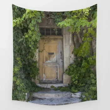 

Provence Door Covered With Green Vines Tapestry Wall Decor Bedspread Coverlet Blanket Towel Throw Window Curtain Tapestries