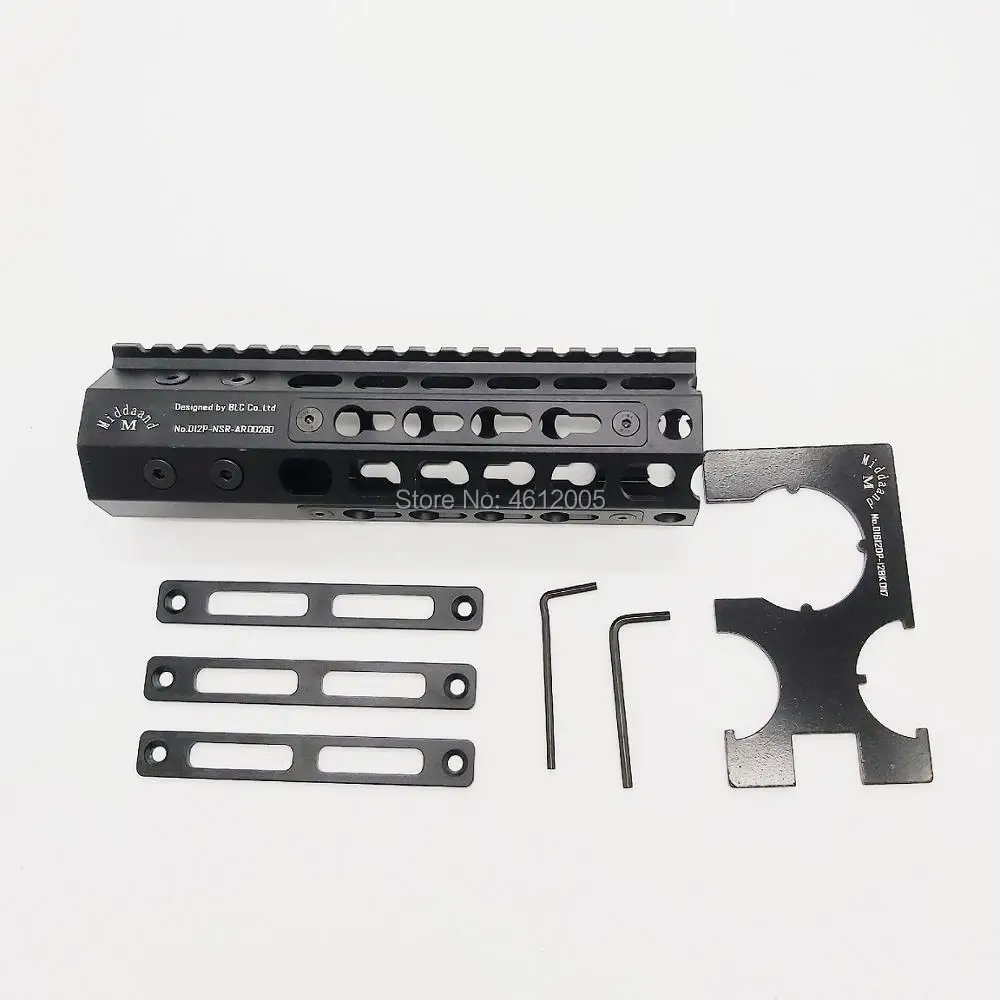 7 дюймов тактический ar15. 223 5,56 mlok keymod compatibele handguard свободном тонкий ar 15 Handguard Quad рельсовая сталь гайка для M4 M16