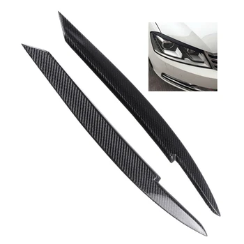 

for Passat B7 2010-2015 Car Headlight Eyelids Eyebrows ABS Headlight Lamp Sticker Cover Trim Accessories - Carbon Fiber
