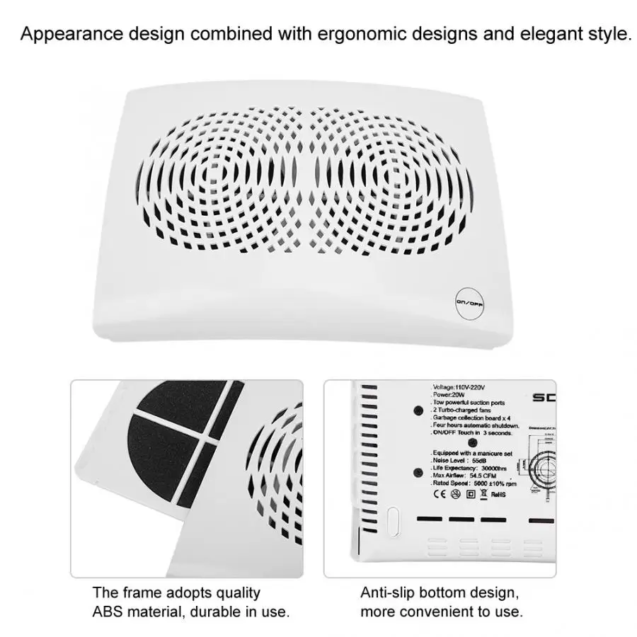 20 Вт гвоздь пылесборник двойные вентиляторы пылесос машина дизайн ногтей Solon гвозди пыль вакуумные машины аксессуары