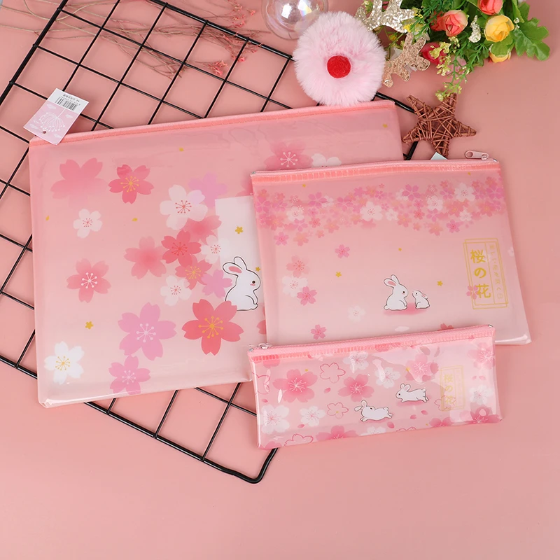 1 шт. Сумка для документов Sakura Rabbit на молнии, Сетчатая Сумка для документов, папка для документов, канцелярские принадлежности