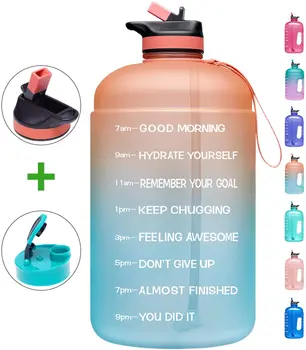 

1 Gallon/3.78l Fitness Water Jug With Time Marker-motivational Large Water Bottle Reusable Leak Proof Bottle Time Marked Shaker