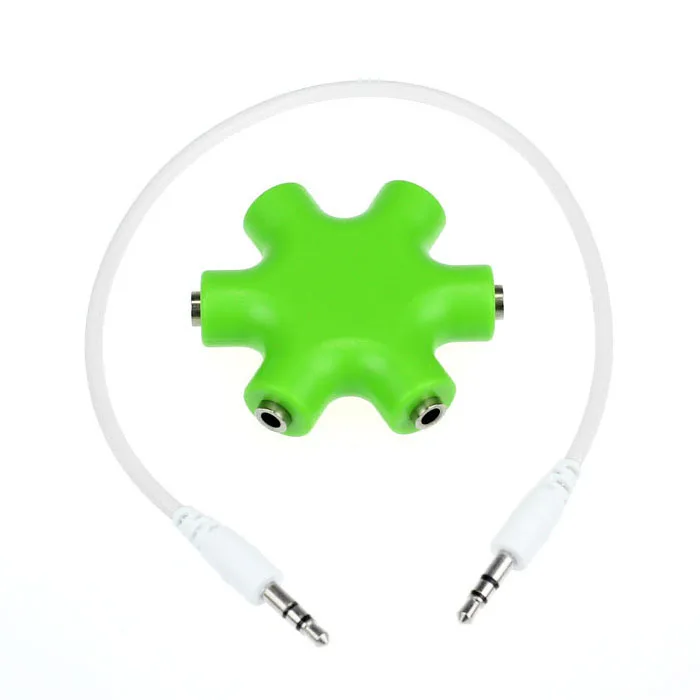 H30 3,5 мм разъем 6 способ многопортовый концентратор Aux сплиттер для наушников полезный аудио кабель адаптер конвертер аксессуары для наушников - Цвет: Green