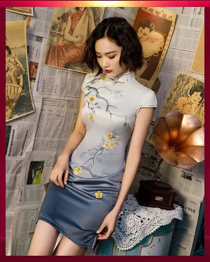 SHENG COCO сексуальное черное Чонсам ежедневно красивое короткое мини платье Qipao тонкое платье женское китайское шелковое платье Qipao красивое Qipao