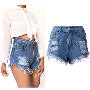 

Women Shorts Jeans Casual Summer Denim High Waists Fur-lined Leg-openings Plus Size Sexy Short Jeans Bermuda Feminina #T1G