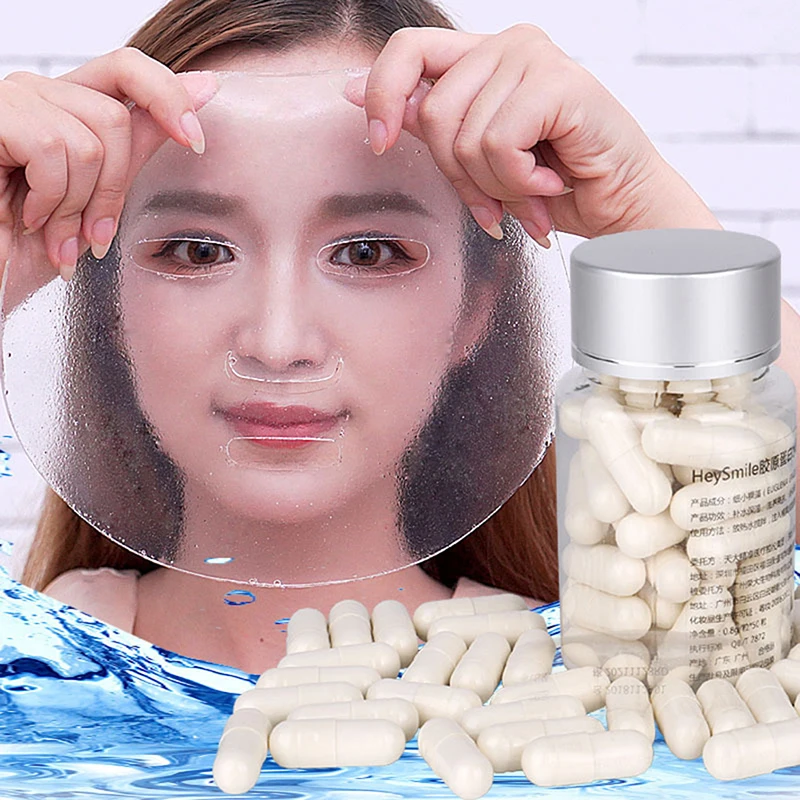 50pcs Collagen Powder Capsules Protein Bioactive Peptides Crystal Face Mask Rejuvenation Shrink Pore Whitening Cream Skin Care |