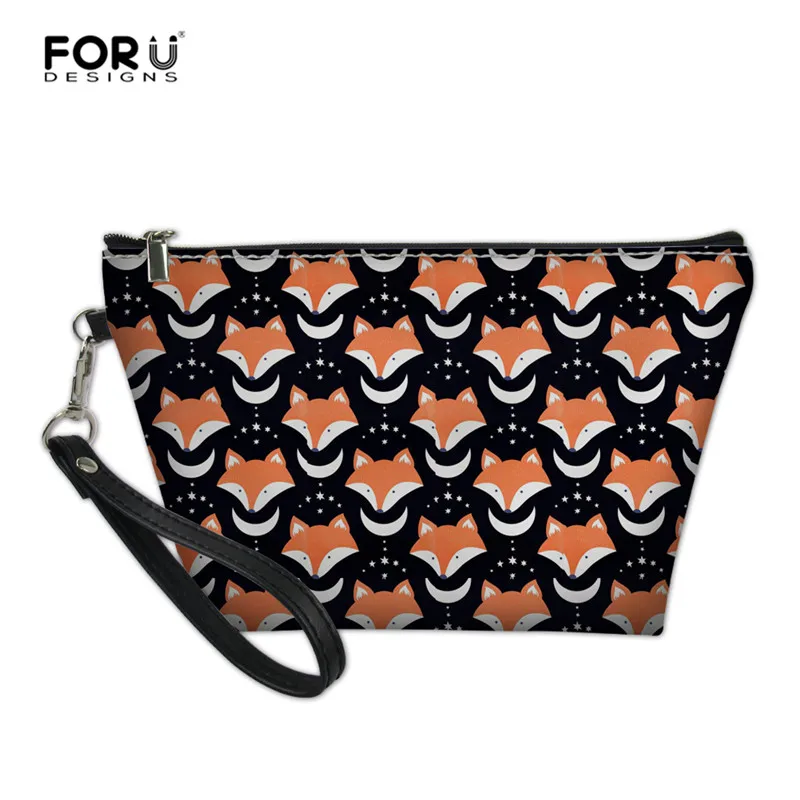 Z4807Z8 FORUDESIGNS Floral Fox Print Women Makeup Bag PU Leather Small Cosmetic Case Zipper Travel Kit Organizer Pouch for Girls - Цвет: Z4807Z8