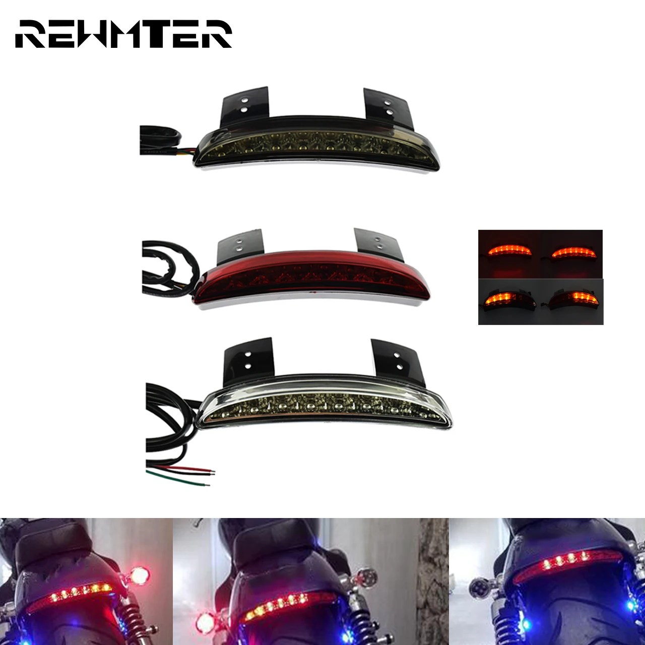 

Motorcycle Chopped LED Rear Fender Brake License Plate Taillight Turn Signal Light Running Stop Lamp For Harley Sportster XL 72