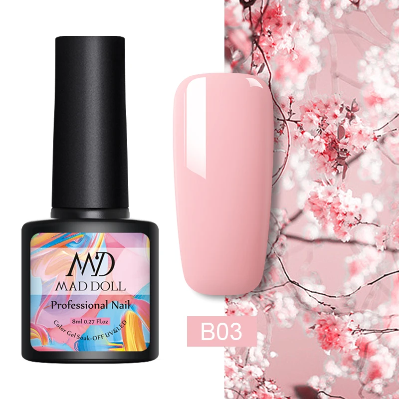 28 MAD DOLL, 8 мл, Гель-лак для ногтей, цветная серия, однократный, замочить от УФ-геля, Полупостоянный дизайн ногтей, декоративный гель - Цвет: 28