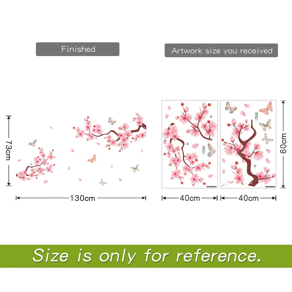 2 шт./компл. большая гостиная наклейка на стену цветы персиковый цвет Розовый Вишневый цветок Романтический скандинавский стиль Современный домашний декор