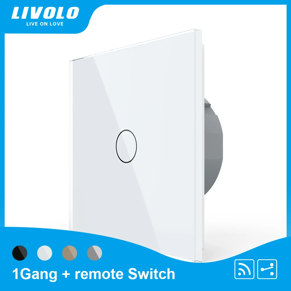 Livolo EU Standard Wall Light 433.92MHz Remote Wireless Touch Switch1gang 2way Glass Panel220~250Vremote control