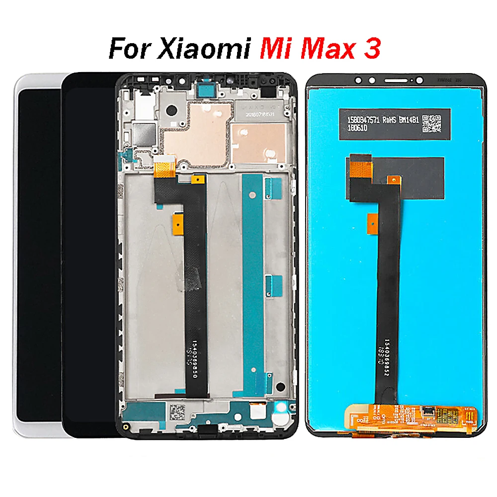color: blanco Pantalla de reparación LCD de repuesto para pantalla LCD Xiaomi y digitalizador completo con marco para Xiaomi Mi Max 3 digitalizador completo 