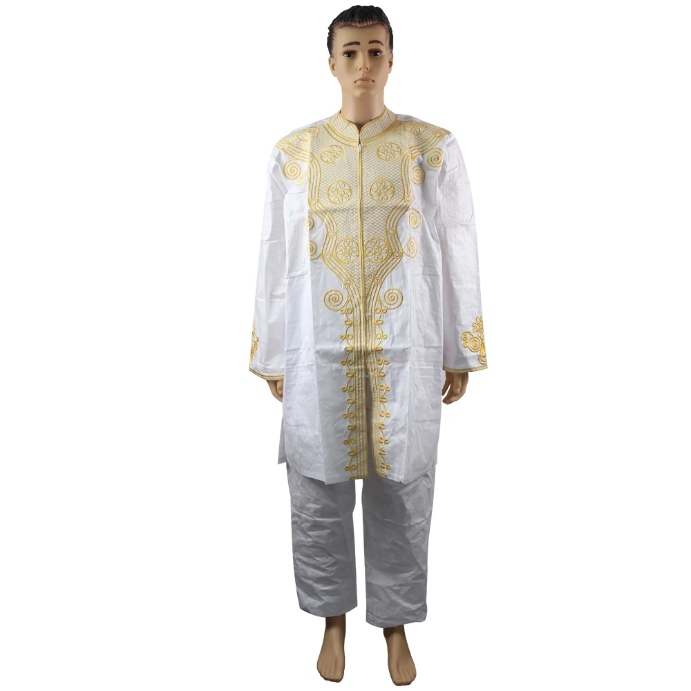 MD Мужская топы комплект со штанами 2 шт. костюм мужская одежда в африканском стиле Базен одежда в африканском стиле для мужчин 2019 рубашка