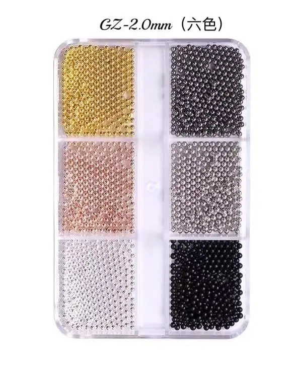 6 그리드 3D 캐비어 금속 비즈 매력 크리스마스 네일 장식 Accesorios 전문가를위한 용품 네일 장비 매니큐어 NEW HOT