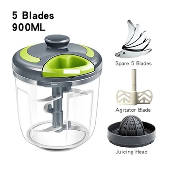 

900ml Garlic Grinder 4pcs Blade Garlic Powder Manual Garlic Grinder Mini Garlic Grinder Garlic Bracing Wire Grinder