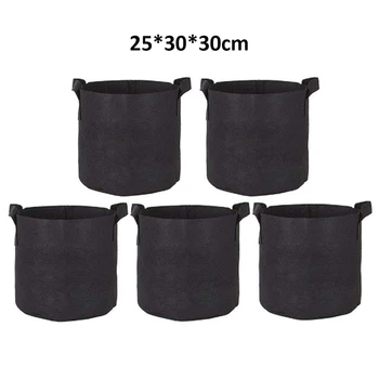 

5pcs Felt Planting Bag Plant Bucket Bag Gardening Environmental Protection Portable Nutrition Seedling Bag Eco-Friendly Grow Bag