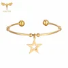 Hollow Star Bracelet Pendant Golden Stainless Steel Woman Bangle Five-pointed Star Bead Ball Open Bracelet Woman Fashion Jewelry 6