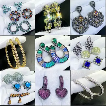 

30 Pcs/lot top quality fashion women earring lot wholesale luxury zircon women wedding earring jewelry lot 200729-42