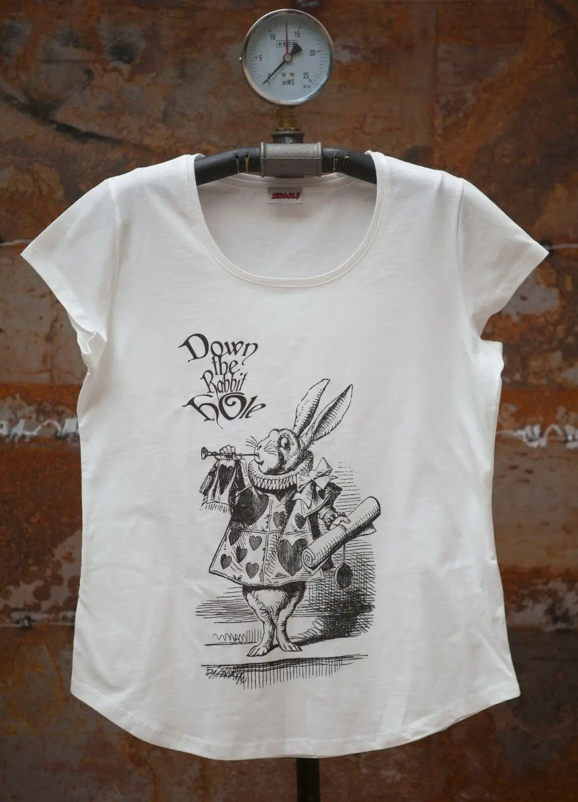 

Alice In Wonderland * Down The Rabbit Hole Women T-shirt Fashion T Shirts Summer Straight 100% Cotton Top Tee