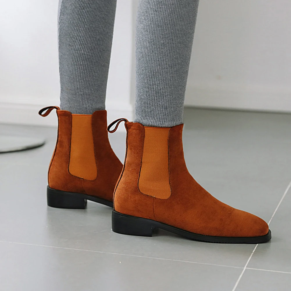 

Sarairis Fashion Large Size 46 Autumn Shoes Woman Chelsea Boots Female Slip On Square Heels Ankle Boots Women Shoes