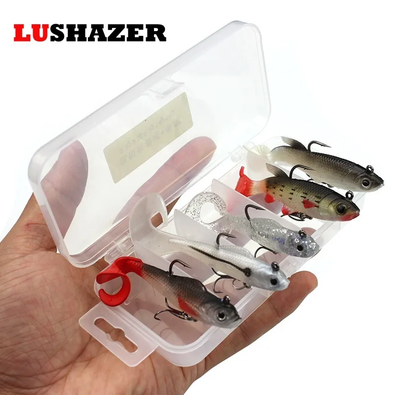 

Five packaged lead fish packed with 9.3g/14g sub-soft bait false bait T-tail roll-tail soft bait across the border