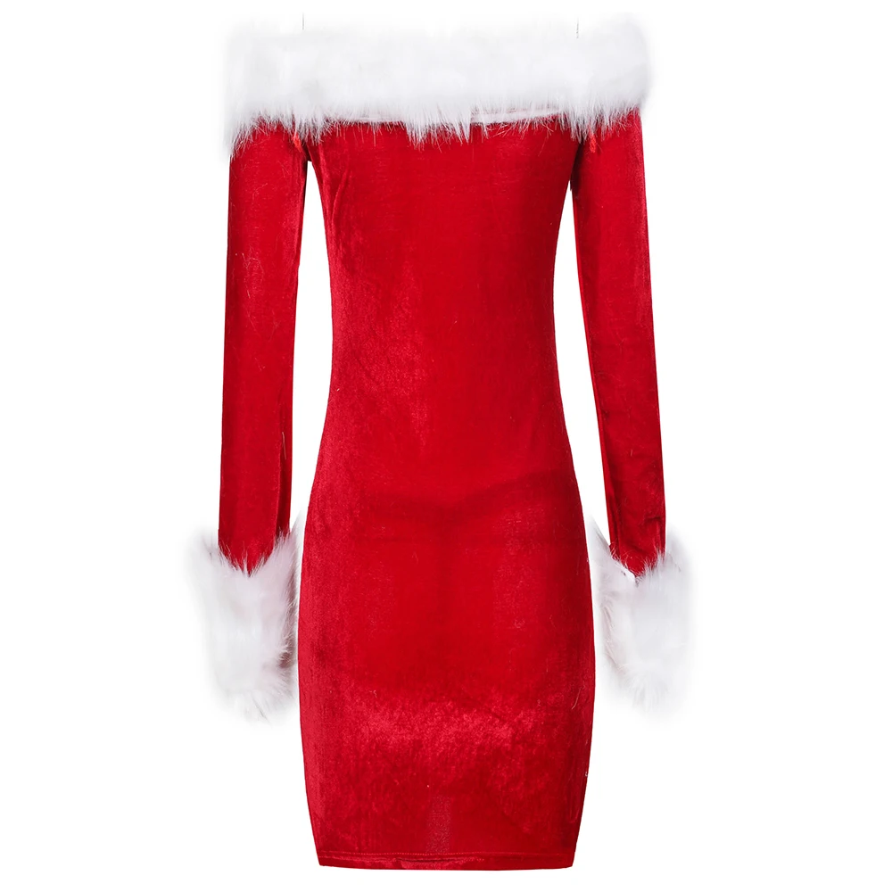 Snailify, плюс размер, Красный бархат, женский костюм Санта Клауса, платье, сексуальное, Рождество, косплей, год, женское, с открытыми плечами, нарядное платье