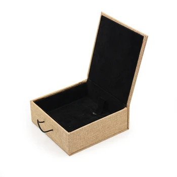 

Burlap Jewelry Ring Pendant Bracelet Long Chain Packaging Box Wooden Buckle Using Imported Dimensional Colored Paper For Gift