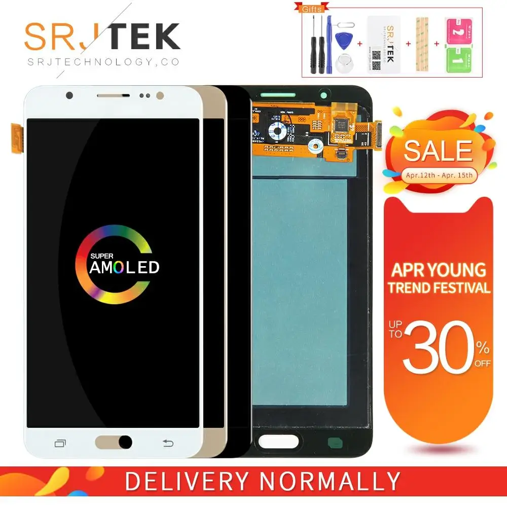 ЖК дисплей AMOLED/TFT для Samsung Galaxy J7 2016 J710FN J710 J710F сенсорный экран дигитайзер стекло в