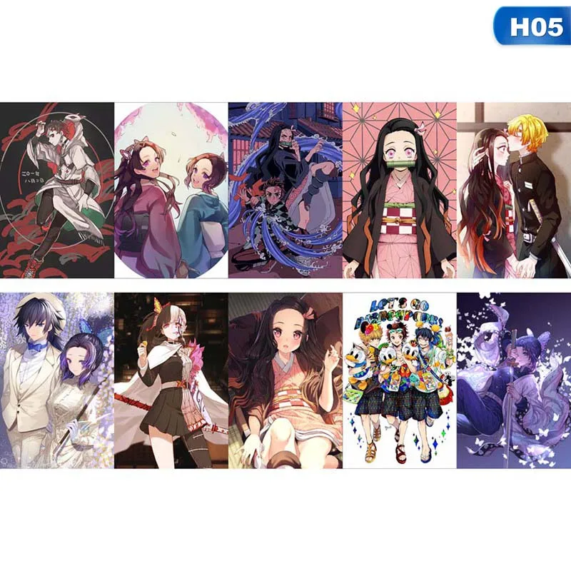 Наклейка для карт Kimetsu No Yaiba аниме, набор для самостоятельной сборки, водонепроницаемая, скраб для карт, Классическая наклейка s 10 шт./партия - Цвет: 5