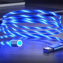 Магнитный светящийся кабель светодиодный светящийся струящийся Micro usb type C провод для быстрой зарядки для телефона Android яркий зарядный кабель для huawei