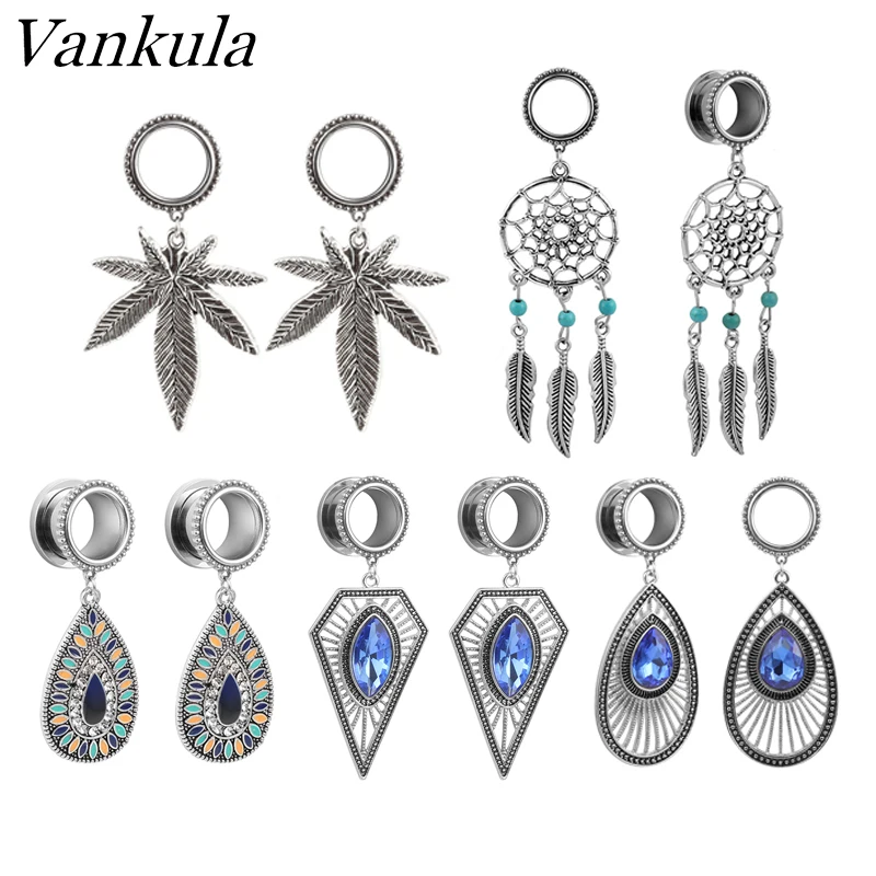 Vankula 2 шт. 316L Нержавеющая сталь Ушные Тоннели Tunnles висячие серьги подарок Для женщин ювелирные украшения для пирсинга Плаги для ушей