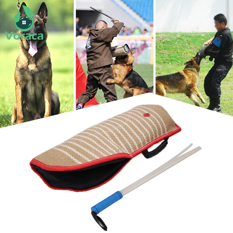 Professional Dog Bite Training Protection Sleeve Set  with 57cm Whip Agitation Stick Bite Target Horse Dogs Training Arm Sleeve