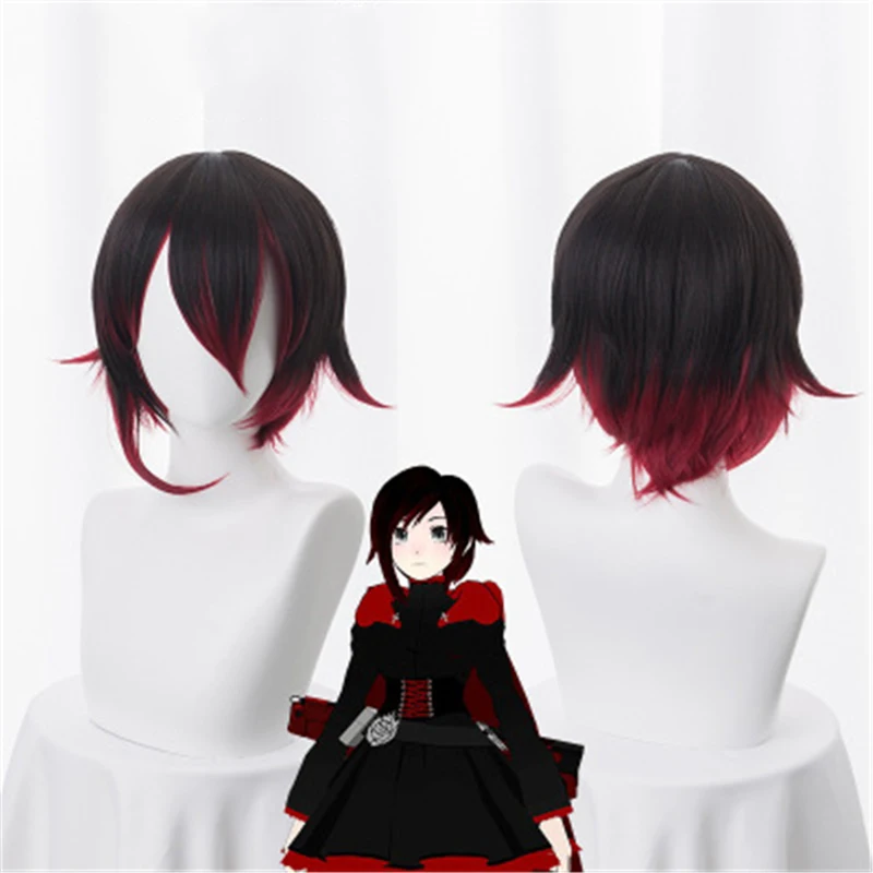 

Fashion Anime RWBY Red Trailer Ruby Rose Short Wig Cosplay Costume Women Men Synthetic Hair Halloween Party Wigs
