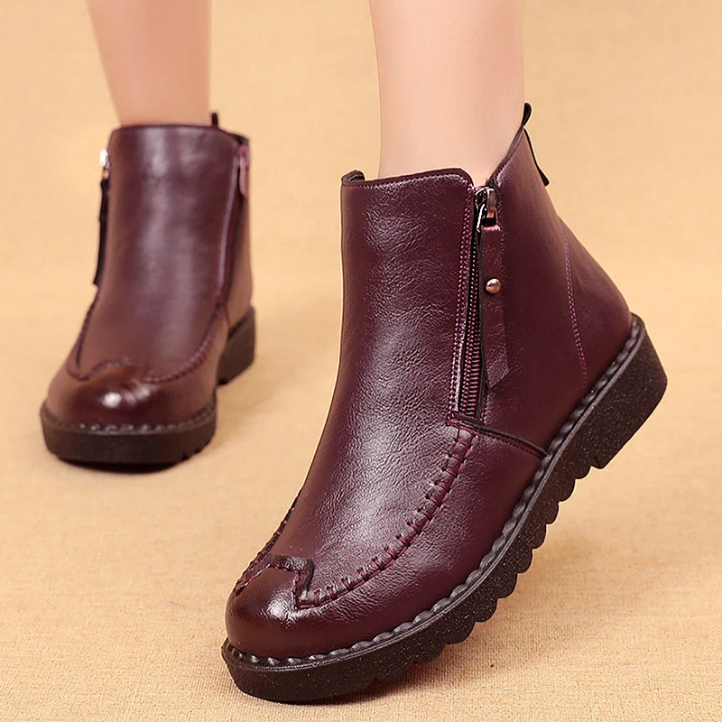 classic short leather waterproof boot