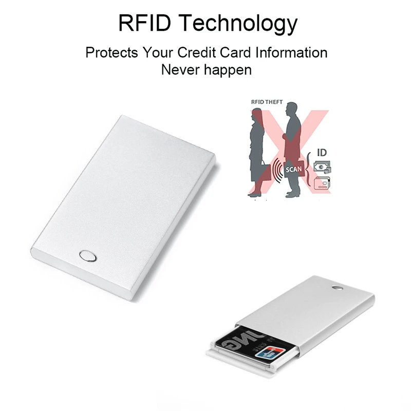 DIENQI Rfid держатель для карт тонкий мужской кошелек металлический Magicl тонкий кошелек винтажный тонкий выдвижной кошелек мужской Умный кошелек белый