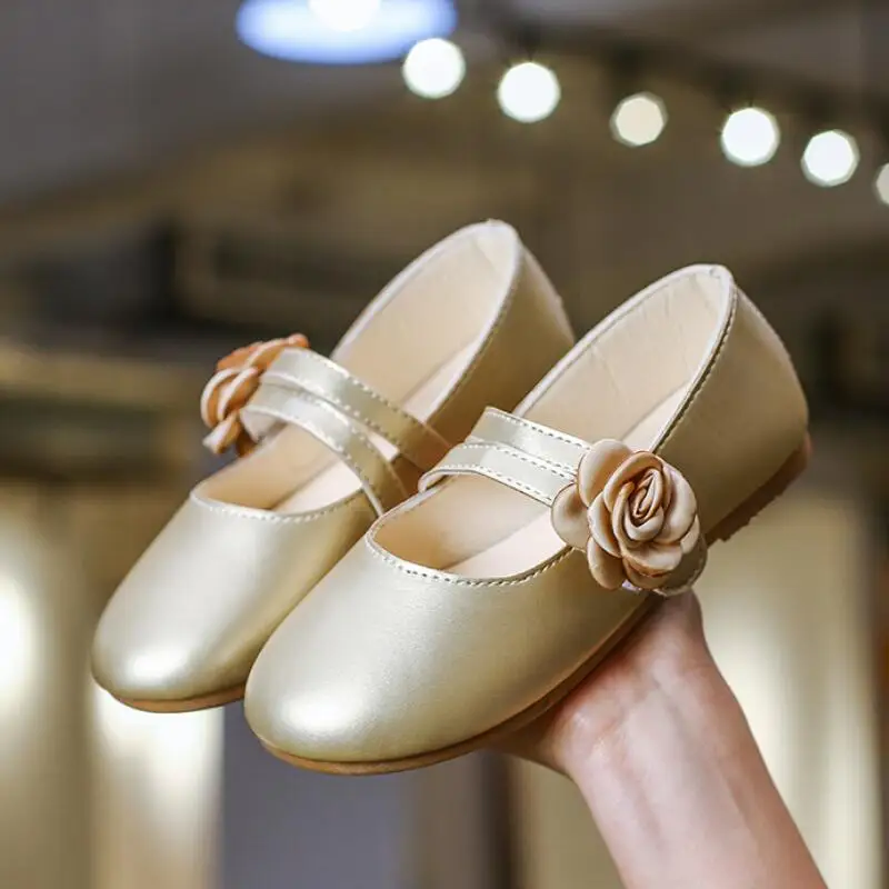 White Pink Gold Kids Baby Flower Shoes Children Wedding Party