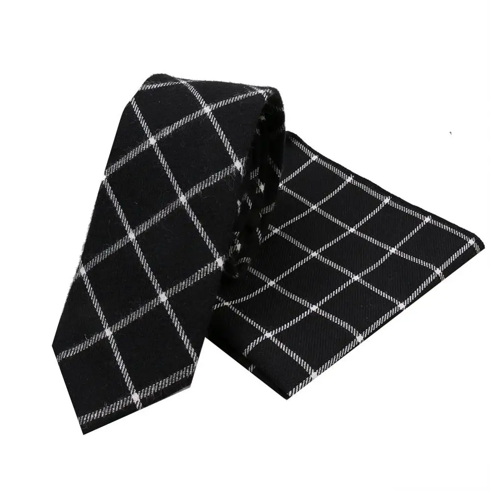  WOOL Neck Ties for Men Plaid Pocket square Handkerchief Handkerchiefs Men cotton 2020 Fashion acces