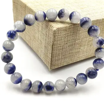 

100% Natural Blue Dumortierite Quartz Rutilated Crystal 8mm Women Men Gemstone Round Beads Rare Reiki Stone Bracelet AAAAA