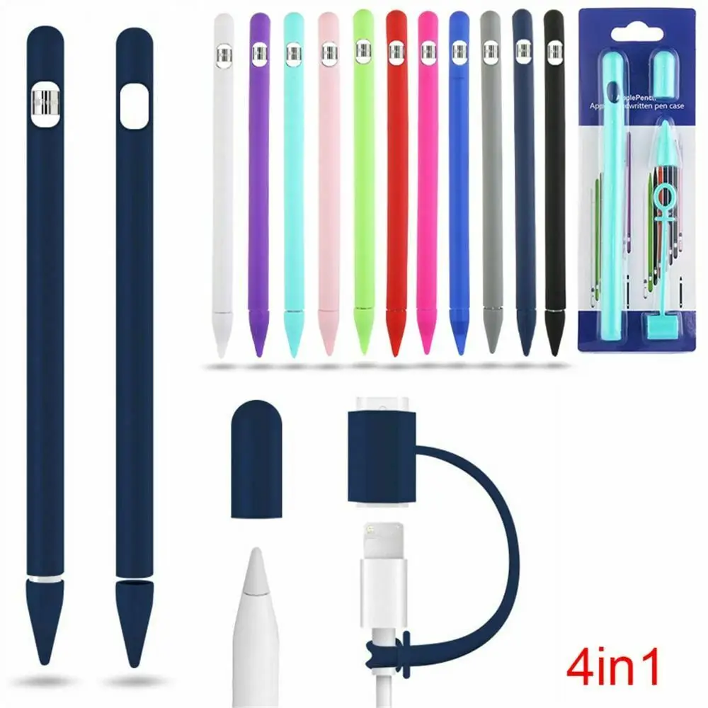 

Soft Silicone Compatible For Apple Pencil Case Compatible For iPad Tablet Touch Pen Stylus Protective Sleeve Cover Anti-lost
