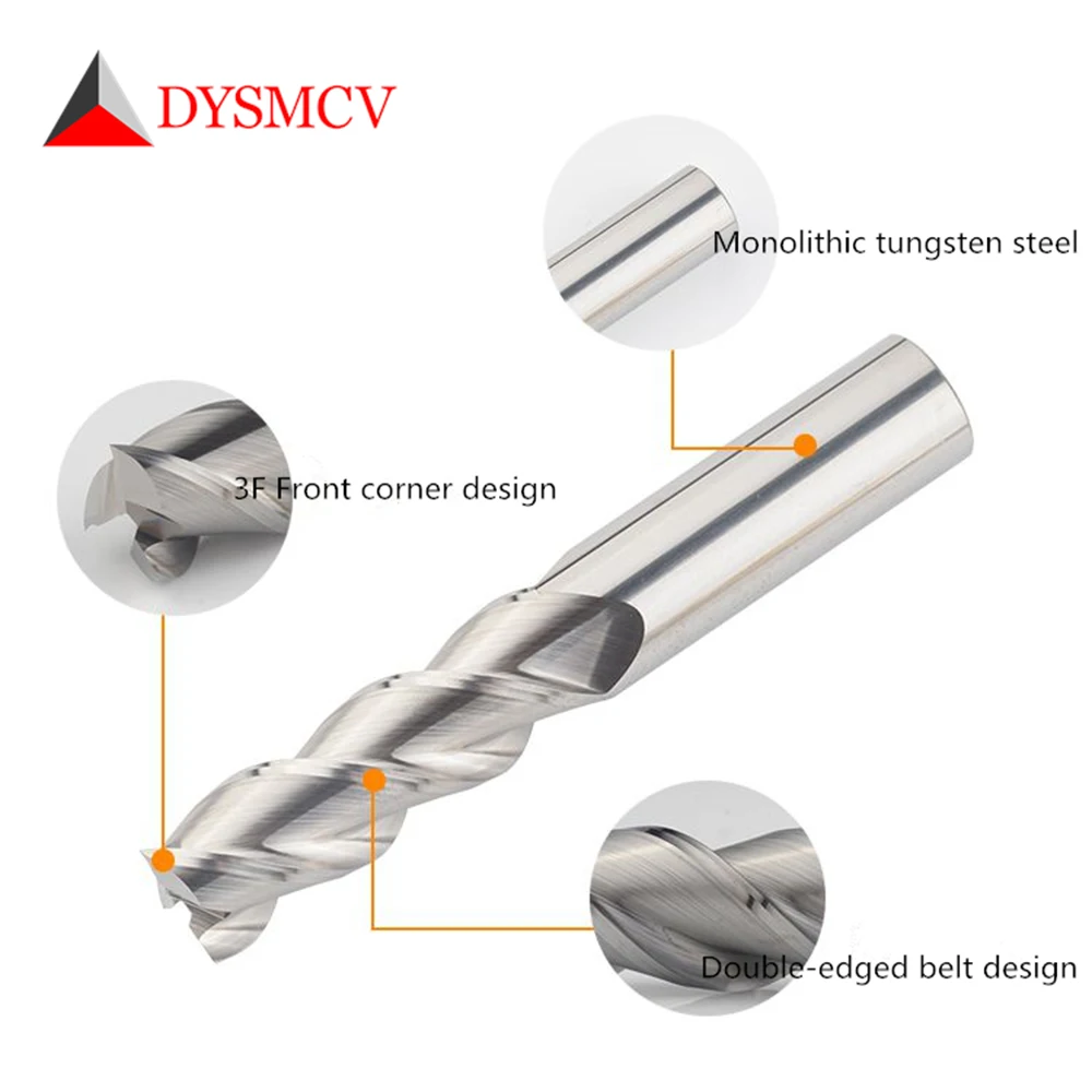 Фрезерный станок с покрытием из сплава, Вольфрамовая сталь, инструмент с алюминиевым ЧПУ, 3 лезвия, фрезы