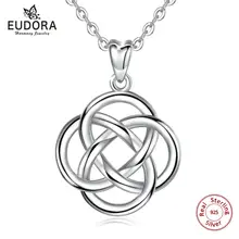 EUDORA, уникальный дизайн, 925 пробы, серебро, кельтский узел, любовь, подвеска, ожерелья, витая веревка, Модные женские ювелирные изделия, вечерние, подарок D199