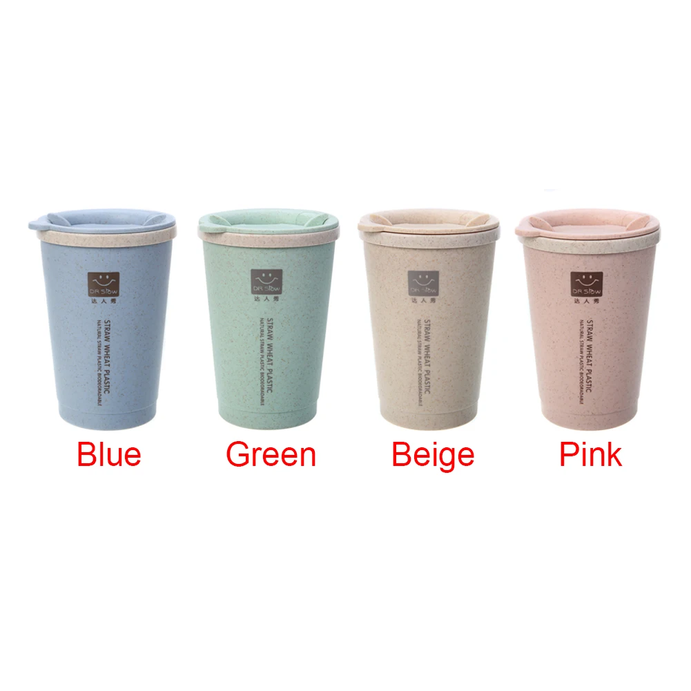 

280ML Double-wall Insulation Wheat Fiber Straw Coffee Cup Travel Mug Leakproof