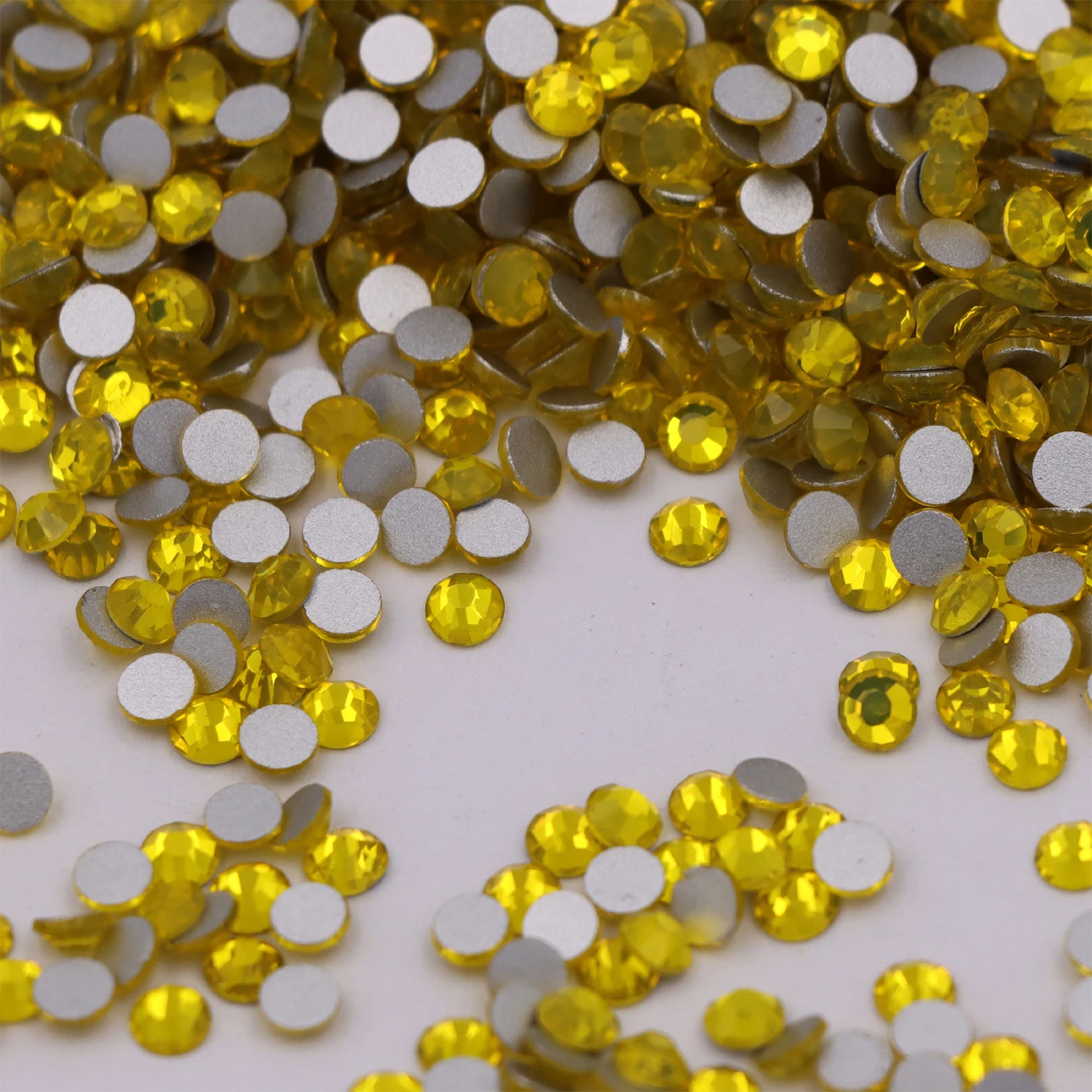 

High Quality SS3-SS34 Citrine Flat Back Rhinestones Nail Art Glue On Non Hotfix Lemon Crystals