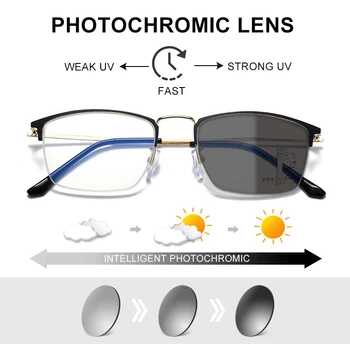 CLLOIO Titanium Alloy Photochromic Reading Glasses Men Progressive Multifocal Glasses Women Anti Blue Light Hyperopia Glasses 2