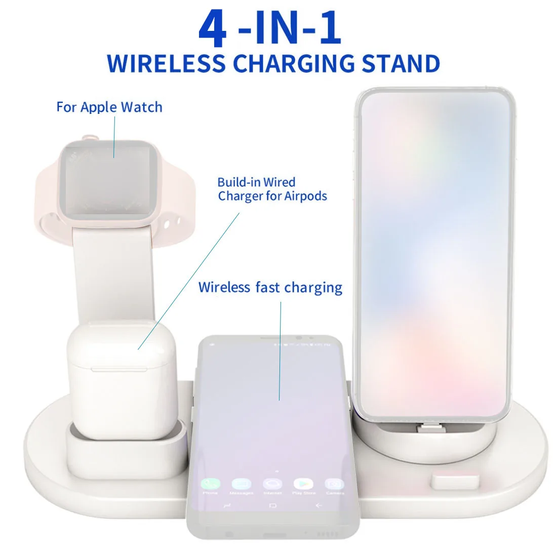 3 в 1 зарядная док-станция держатель для Apple Watch iPhone 11 Pro XS XR 7 8 Plus Airpods док-станция Беспроводное зарядное устройство Подставка станция крепления база
