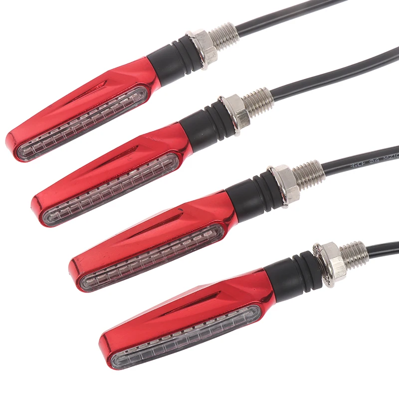 red DC 12 В мини-мотоциклетный сигнальный светильник, светодиодный индикатор, мигалка, 4 штуки, мото Сигналы поворота, янтарная мигающая лампа - Цвет: red