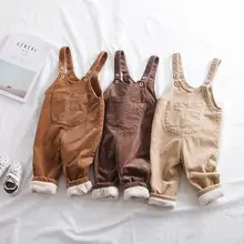 Новые вельветовые комбинезоны для девочек и мальчиков, плотные модные длинные штаны для детей 0-3 лет, PP38