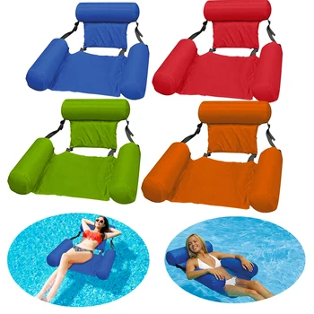 Summer Inflatable Foldable Floating Row Beach Swimming Pool Water Hammock Floating Beach Chair Lounger Mat Seatings 1