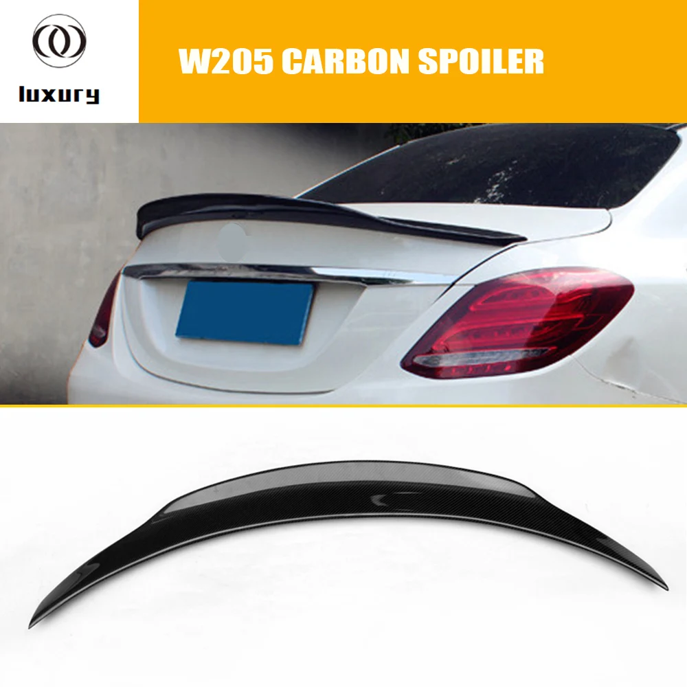PSM Стиль углеродного волокна спойлер на задний багажник крыло для Benz W205 седан C180