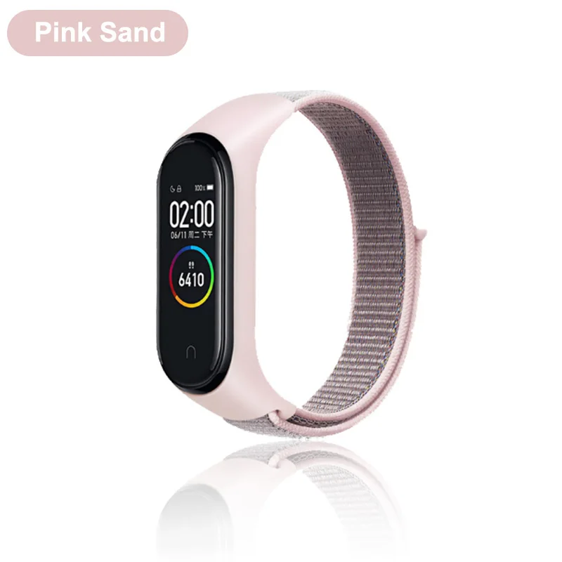 Pink-Sand Mi band 4 ремешок для защиты экрана для нейлоновой Xiaomi mi 3 браслет пленка нейлоновая Xio mi ремешок замена запястья умные аксессуары - Цвет: Pink-Sand